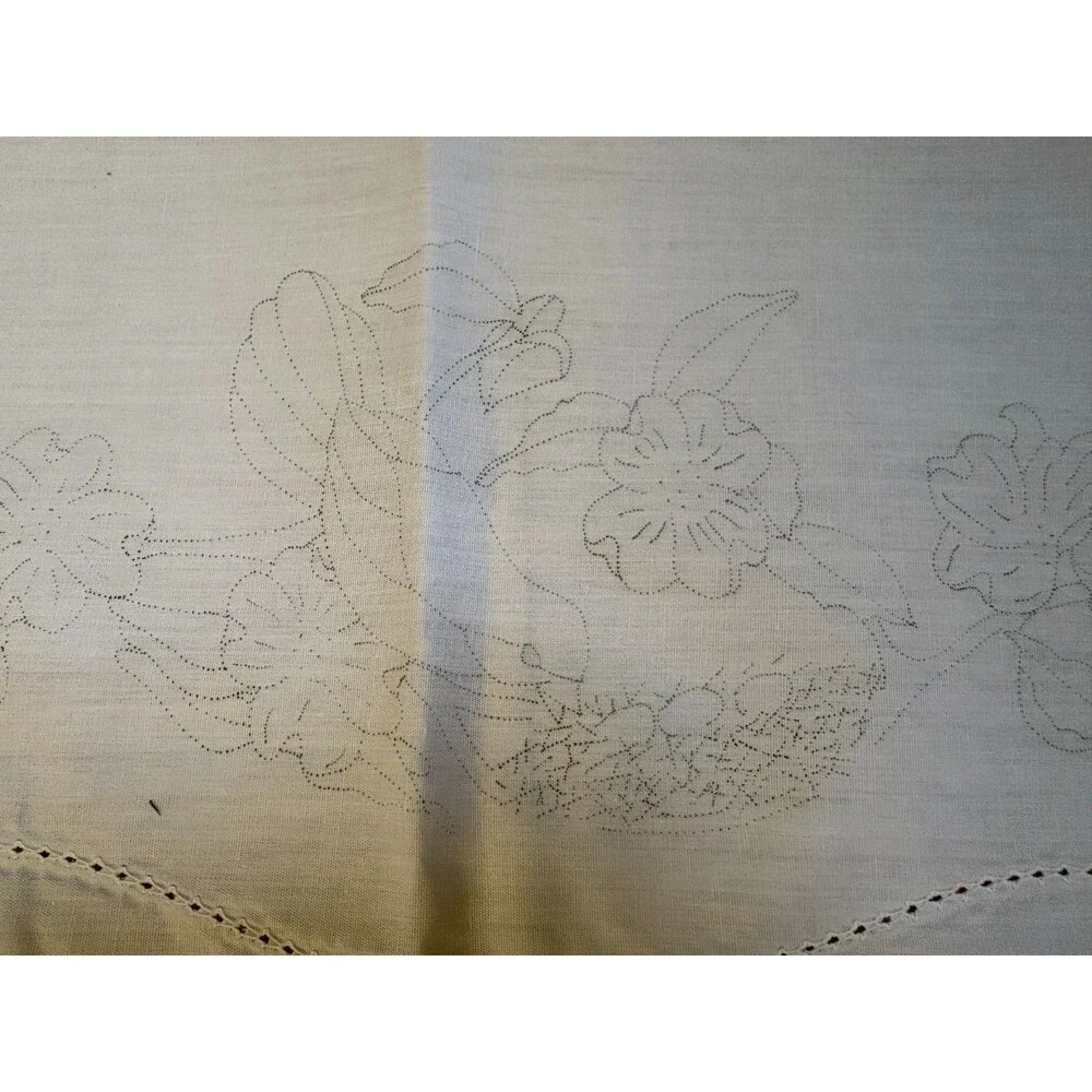 Vintage Herrschners Embroidered Table Runner Set 2 Lilies Bird Nest 17x42
